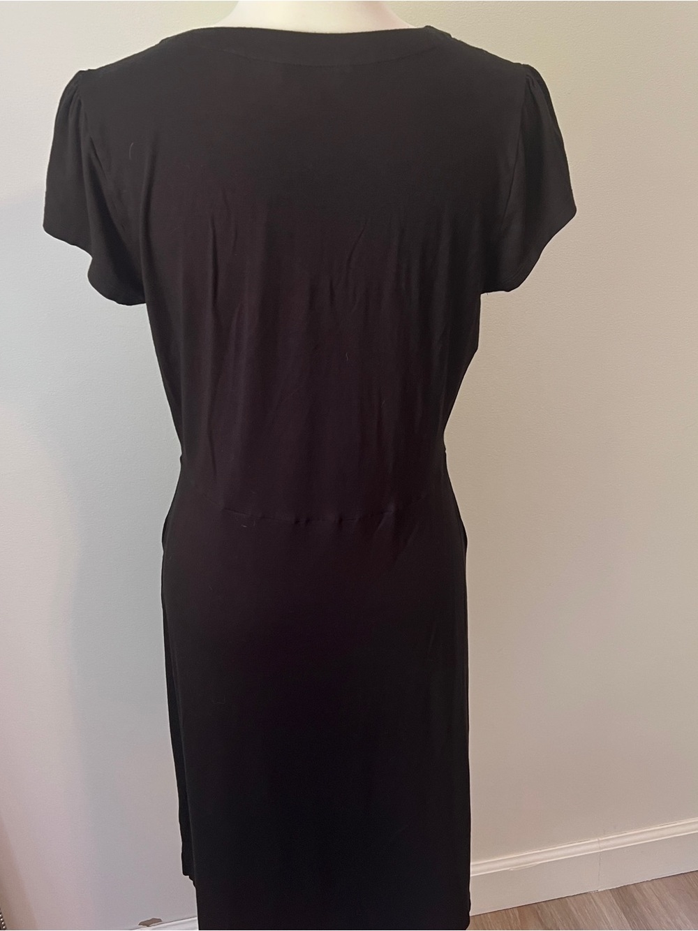 Boden Alberta Jersey Dress Black Short Sleeve Button Front Size US 12R UK 16R - Picture 4 of 10